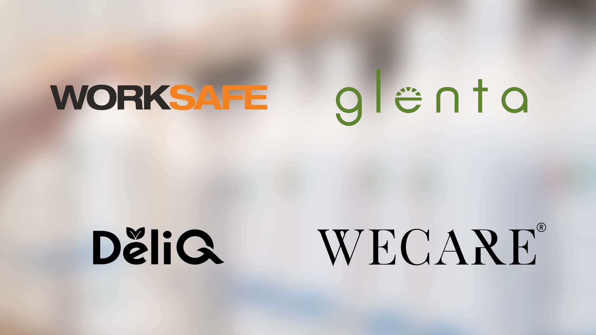 Loggorna för Worksafe, Glenta, Deliq och Wecare